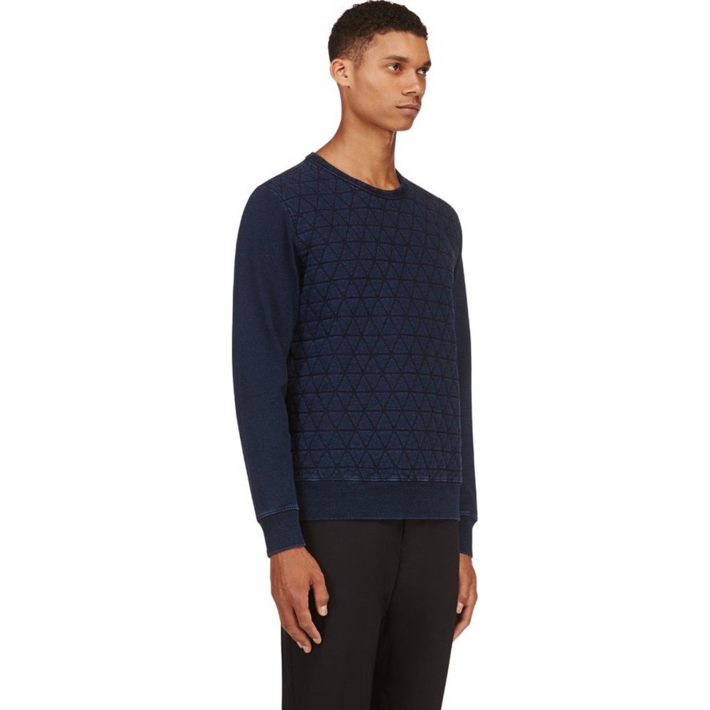 Paul Smith Jeans Quilted Front Pullover Sweatshirt in Indigo